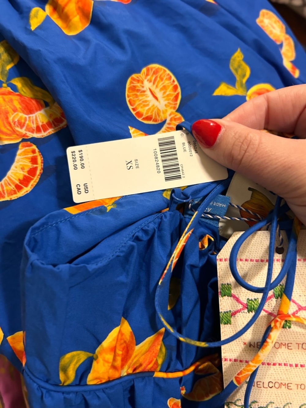 NWT Farm Rio x Anthropologie Orange Fruit Printed Smocked Sleeveless Romper - Picture 7 of 7